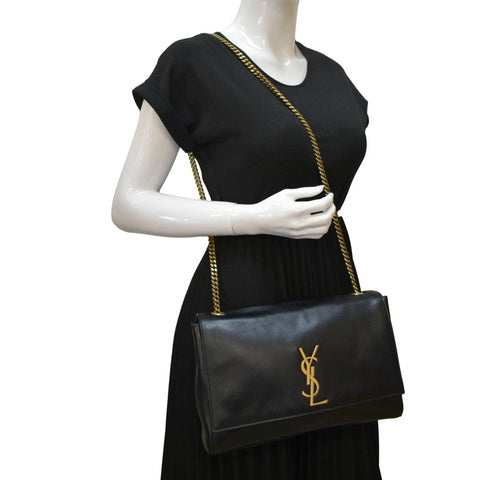 YVES SAINT LAURENT Kate Reversible Medium Leather Crossbody Bag Black