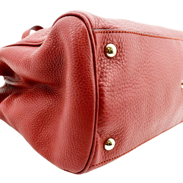 GUCCI Bamboo Shopper Leather Top Handle Shoulder Bag Red 323660