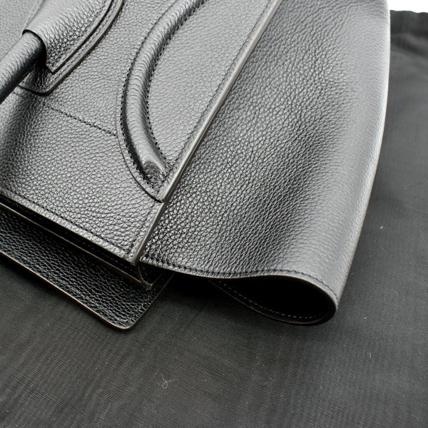 CELINE Drummed Mini Luggage Calfskin Leather Tote Bag Black