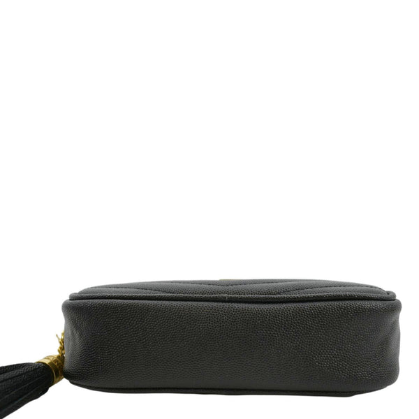 YVES SAINT LAURENT Lou Chevron Leather Camera Crossbody Bag Black