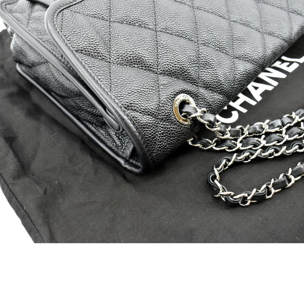 CHANEL Riviera Flap Large Quilted Caviar Leather Bag