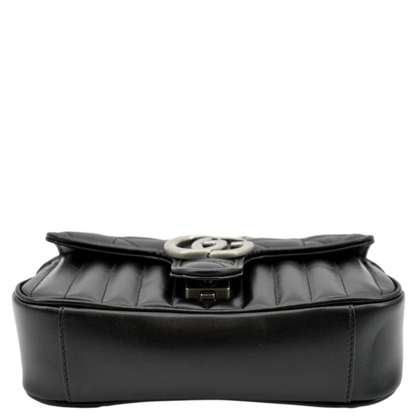 GUCCI GG Marmont Mini Leather Shoulder Bag Black 446744