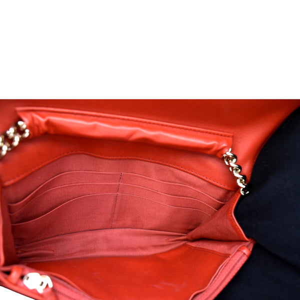CHANEL Boy Woc Quilted Calfskin Leather Wallet On Chain Clutch Bag Red