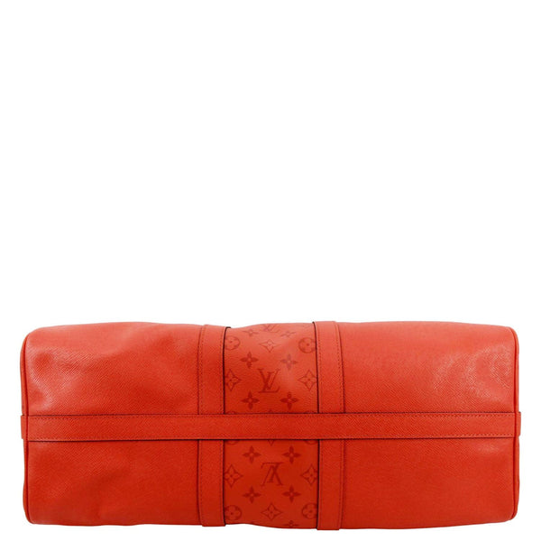 LOUIS VUITTON Keepall 50 Bandouliere Monogram Taiga Leather Travel Bag Red