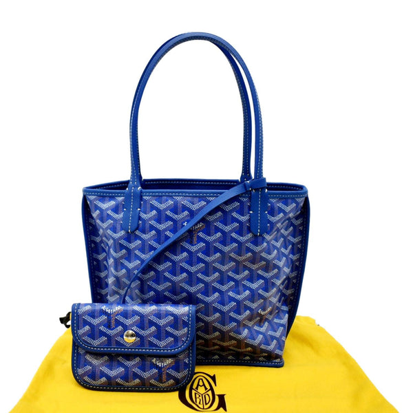 GOYARD Anjou Mini Goyardine Canvas Shoulder Bag Blue