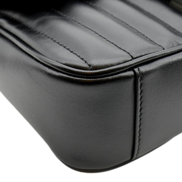 GUCCI GG Marmont Mini Leather Shoulder Bag Black 446744