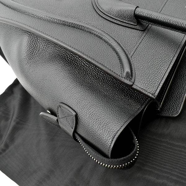 CELINE Drummed Mini Luggage Calfskin Leather Tote Bag Black