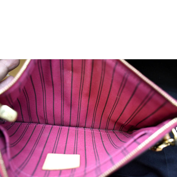 LOUIS VUITTON Neverfull Monogram Canvas Pochette Wristlet Pouch Fuchsia