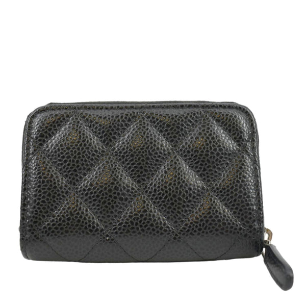 CHANEL Zip Around small Quilted Caviar Leather Wallet Black