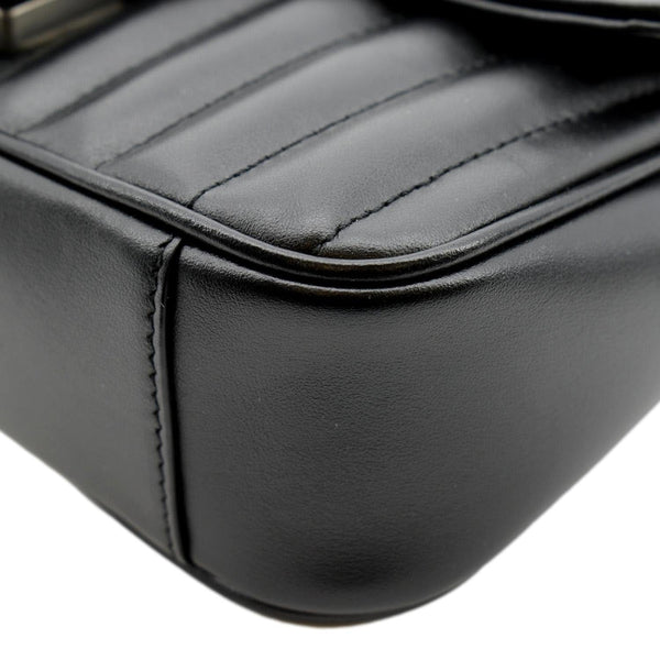 GUCCI GG Marmont Mini Leather Shoulder Bag Black 446744