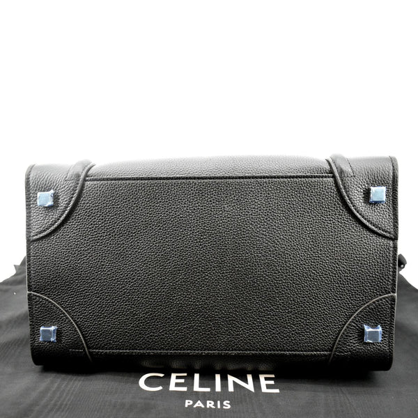 CELINE Drummed Mini Luggage Calfskin Leather Tote Bag Black