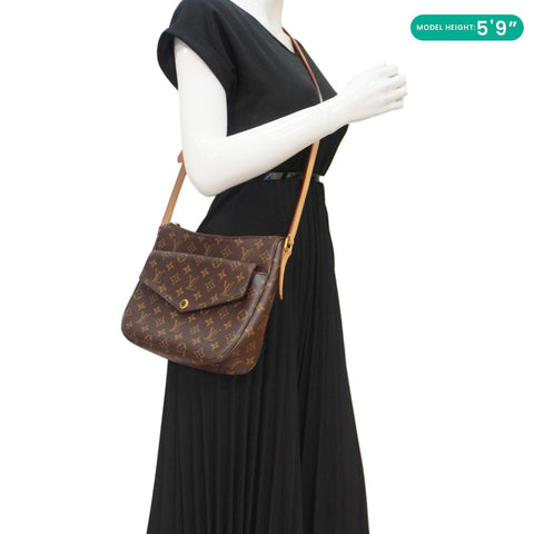 LOUIS VUITTON Mabillon Monogram Canvas Shoulder Crossbody Bag Brown