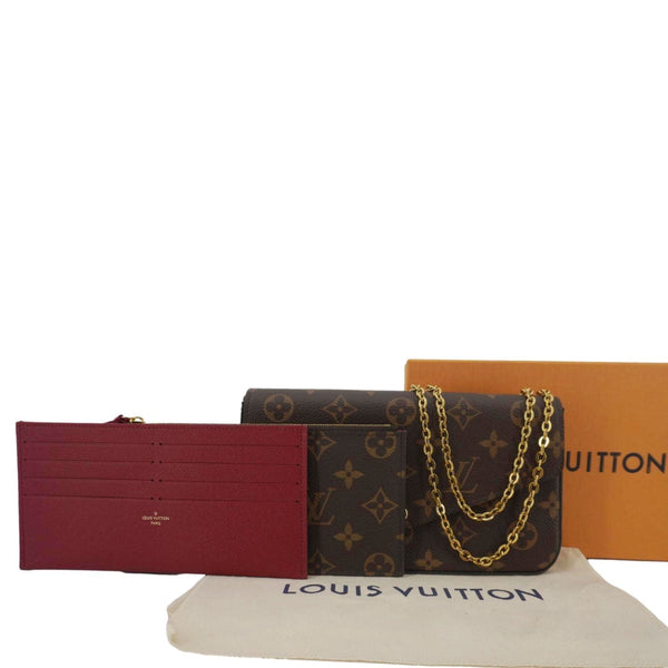LOUIS VUITTON Felicie Pochette Monogram Canvas Crossbody Bag Brown