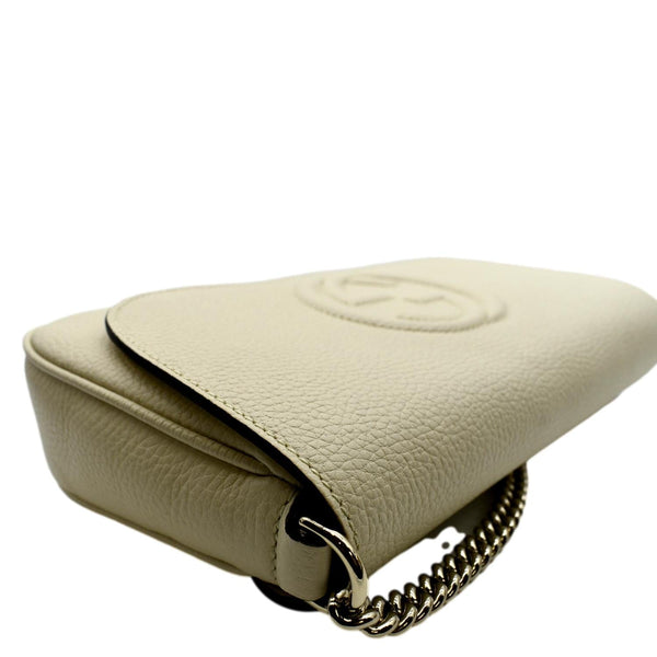 GUCCI Soho GG Flap Leather Chain Shoulder Bag Ivory 536224