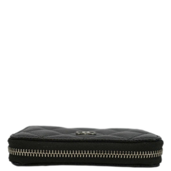 CHANEL Zip Around small Quilted Caviar Leather Wallet Black
