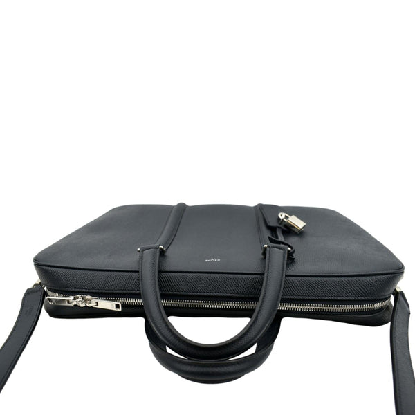 CELINE Grained Calfskin Leather Crossbody Briefcase Bag Navy Blue