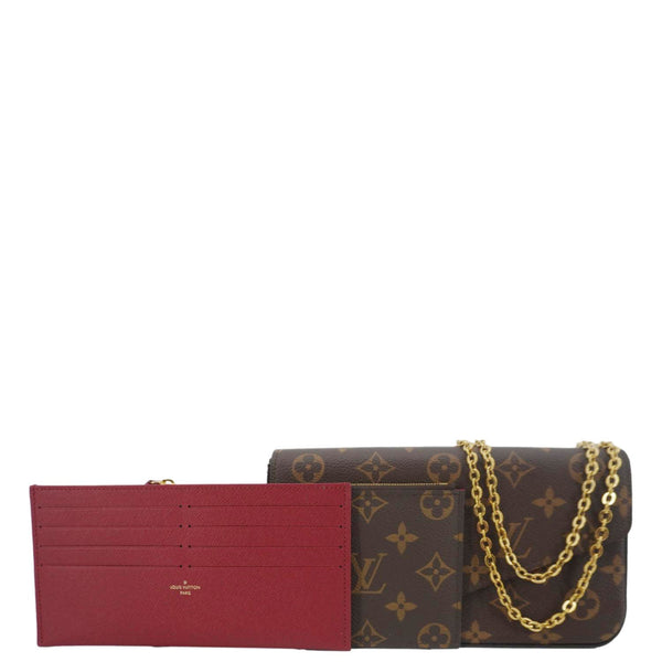 LOUIS VUITTON Felicie Pochette Monogram Canvas Crossbody Bag Brown