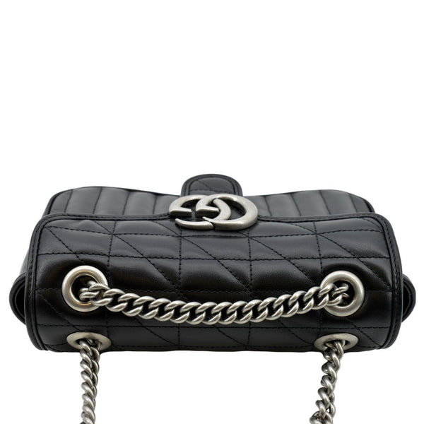 GUCCI GG Marmont Mini Leather Shoulder Bag Black 446744