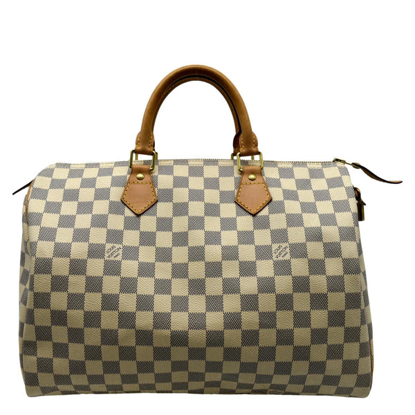LOUIS VUITTON Speedy 35 Damier Azur Satchel Bag White