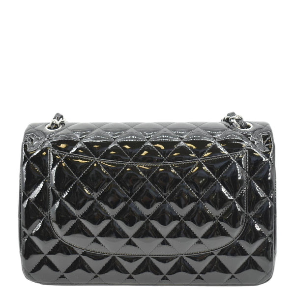 CHANEL Classic Medium Double Flap Patent Leather Shoulder Bag Black