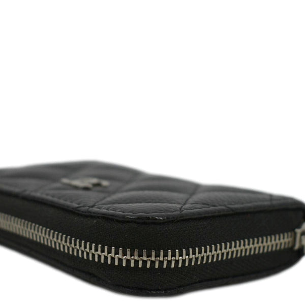 CHANEL Zip Around small Quilted Caviar Leather Wallet Black