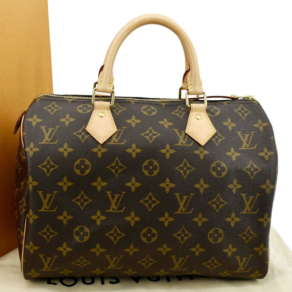 LOUIS VUITTON Speedy 30 Monogram Canvas Satchel Bag Brown