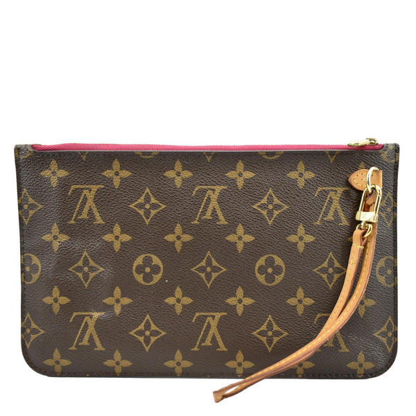 LOUIS VUITTON Neverfull Monogram Canvas Pochette Wristlet Pouch Fuchsia