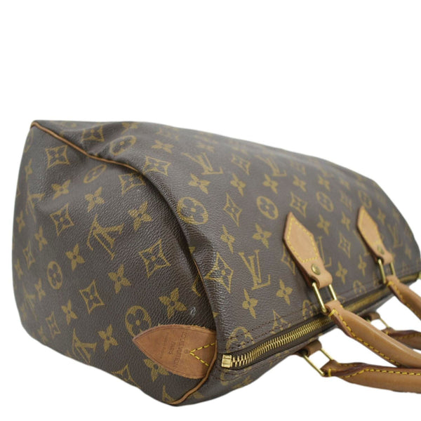 LOUIS VUITTON Speedy 35 Monogram Canvas Satchel Bag Brown