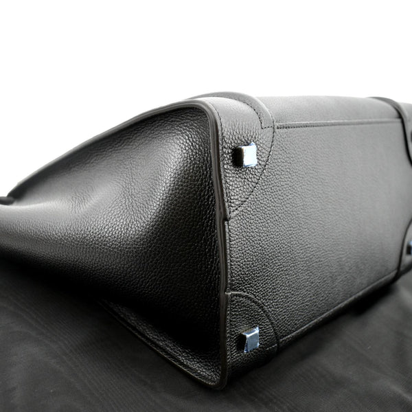 CELINE Drummed Mini Luggage Calfskin Leather Tote Bag Black