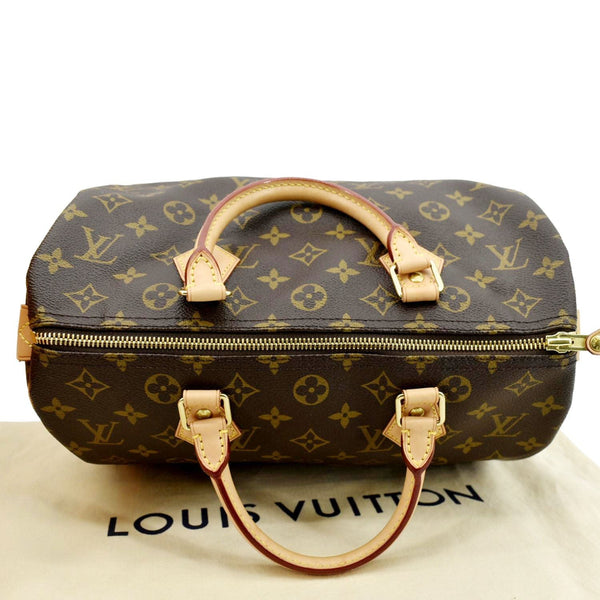 LOUIS VUITTON Speedy 30 Monogram Canvas Satchel Bag Brown