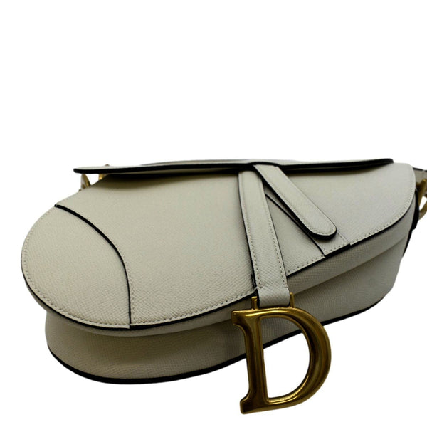 CHRISTIAN DIOR Saddle Grained Calfskin Leather Shoulder Bag Beige
