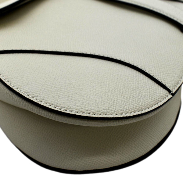 CHRISTIAN DIOR Saddle Grained Calfskin Leather Shoulder Bag Beige