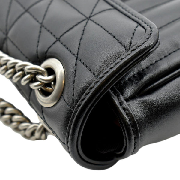 GUCCI GG Marmont Mini Leather Shoulder Bag Black 446744