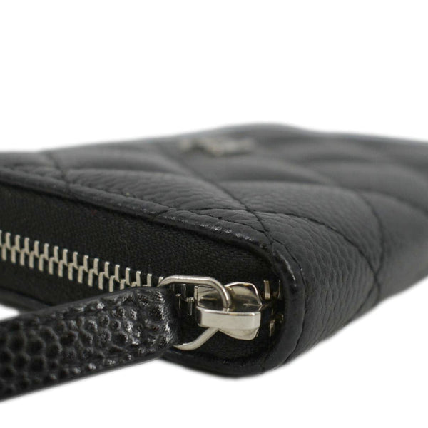 CHANEL Zip Around small Quilted Caviar Leather Wallet Black