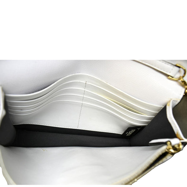 FENDI F Envelope Wallet on Chain Leather Crossbody Bag White