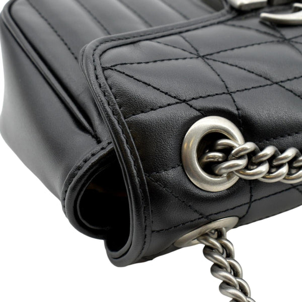 GUCCI GG Marmont Mini Leather Shoulder Bag Black 446744
