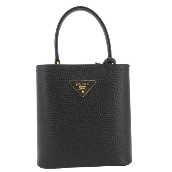 PRADA Pannier Saffiano Leather Bucket Bag Black