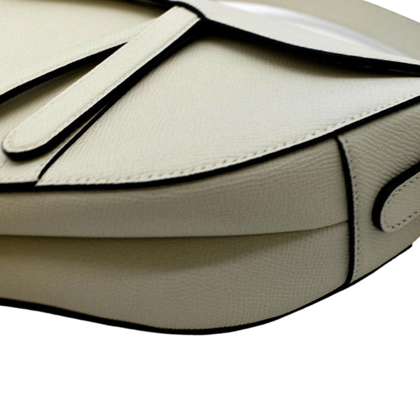 CHRISTIAN DIOR Saddle Grained Calfskin Leather Shoulder Bag Beige