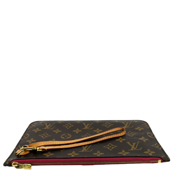 LOUIS VUITTON Neverfull Monogram Canvas Pochette Wristlet Pouch Fuchsia