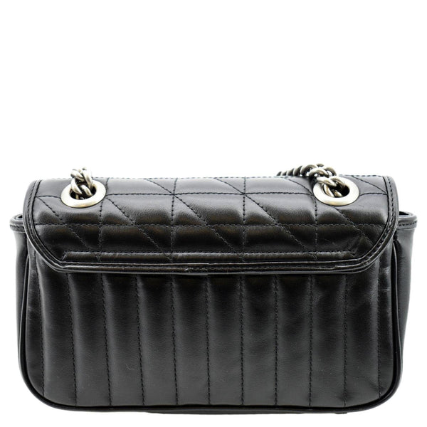 GUCCI GG Marmont Mini Leather Shoulder Bag Black 446744
