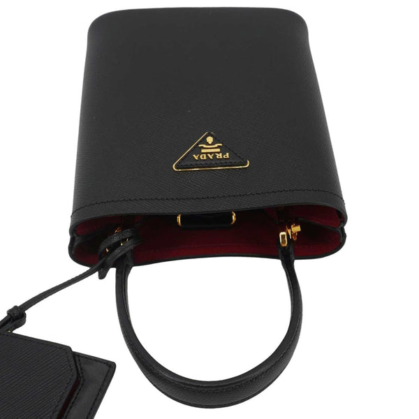 PRADA Pannier Saffiano Leather Bucket Bag Black