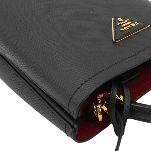 PRADA Pannier Saffiano Leather Bucket Bag Black