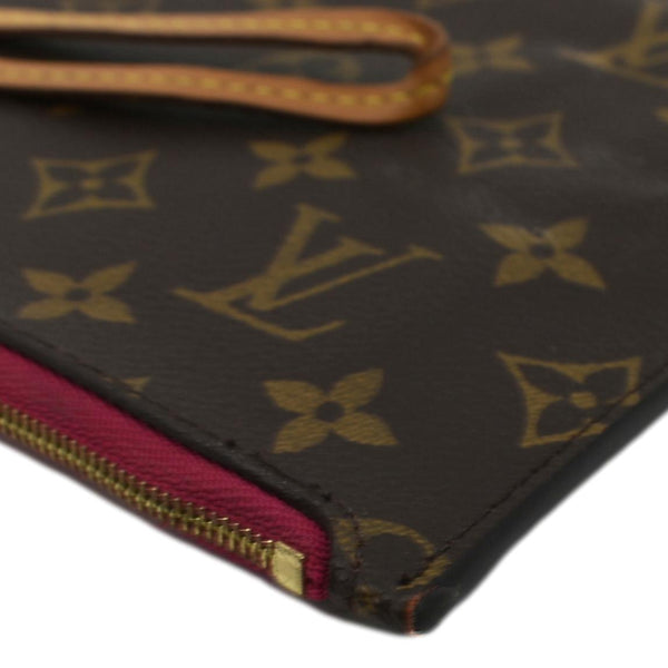 LOUIS VUITTON Neverfull Monogram Canvas Pochette Wristlet Pouch Fuchsia