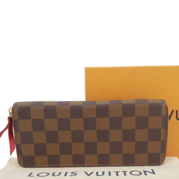 LOUIS VUITTON Clemence Damier Ebene Zippy Wallet Brown