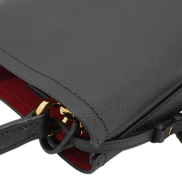 PRADA Pannier Saffiano Leather Bucket Bag Black