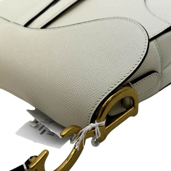 CHRISTIAN DIOR Saddle Grained Calfskin Leather Shoulder Bag Beige