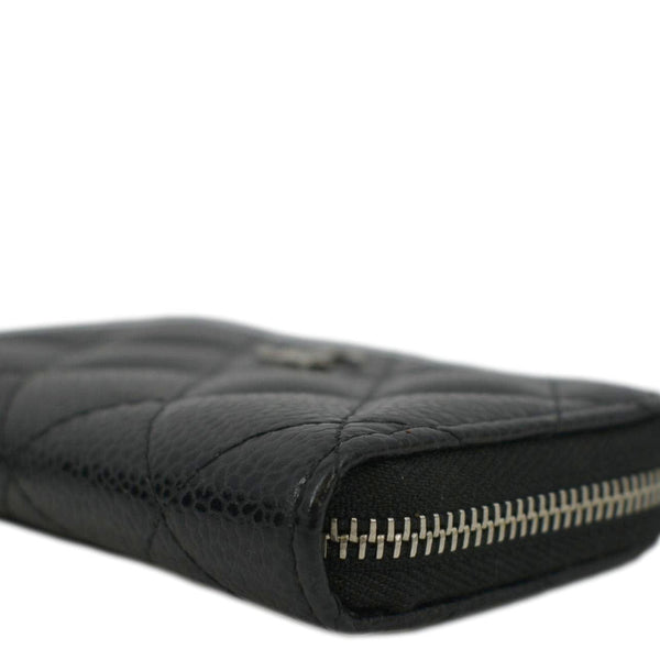 CHANEL Zip Around small Quilted Caviar Leather Wallet Black