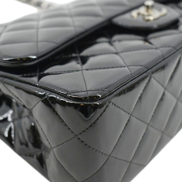 CHANEL Classic Medium Double Flap Patent Leather Shoulder Bag Black