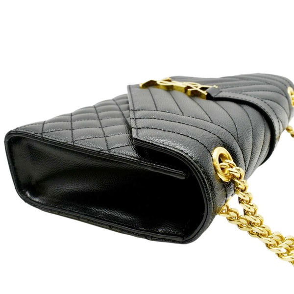 YVES SAINT LAURENT Medium Envelope Leather Chain Shoulder Bag Black