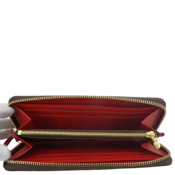 LOUIS VUITTON Clemence Damier Ebene Zippy Wallet Brown